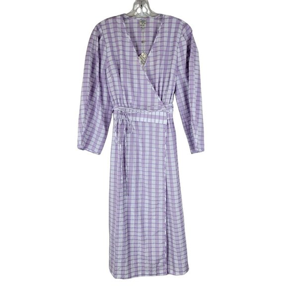 Baum Und Pferdgarten Abylene Check Plaid Liliac Wrap Midi Dress Career Size US 6 - Picture 3 of 14
